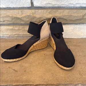 Black Wedge Espadrille Sandals